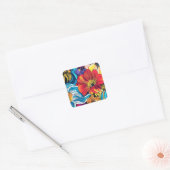 Kleurrijke Bloem Vierkante Sticker (Envelop)