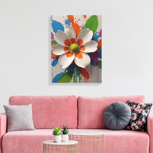 Kleurrijke Bloem Wand Art Design Canvas Afdruk (Insitu (Woonkamer))