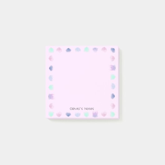 Kleurrijke Bloem waterverf Gepersonaliseerde naam Post-it® Notes (Voorkant)