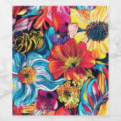 Kleurrijke Bloem Wijn Etiket (Enkel label)