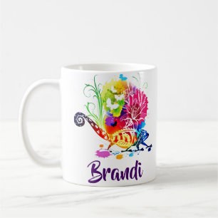 Kleurrijke bloemachtige hagedis gepersonaliseerd koffiemok