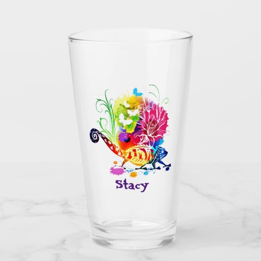 Kleurrijke bloemachtige hagedis glas (Voorkant)