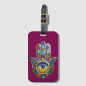 Kleurrijke Bloemblaadjes Bladeren Hamsa Saffier De Bagagelabel (Voorkant (verticaal))