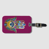 Kleurrijke Bloemblaadjes Bladeren Hamsa Saffier De Bagagelabel (Voorkant (horizontaal))
