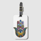 Kleurrijke Bloemblaadjes Bladeren Hamsa Saffier De Bagagelabel (Voorkant (verticaal))