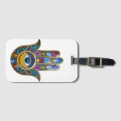 Kleurrijke Bloemblaadjes Bladeren Hamsa Saffier De Bagagelabel (Voorkant (horizontaal))