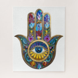 Kleurrijke Bloemblaadjes Bladeren Hamsa Saffier De Legpuzzel