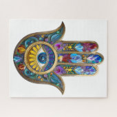 Kleurrijke Bloemblaadjes Bladeren Hamsa Saffier De Legpuzzel (Horizontaal)