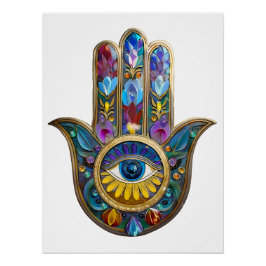 Kleurrijke Bloemblaadjes Bladeren Hamsa Saffier De Perfect Poster