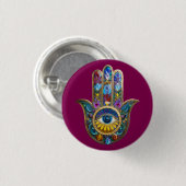 Kleurrijke Bloemblaadjes Bladeren Hamsa Saffier De Ronde Button 3,2 Cm (Voorkant /achterkant)