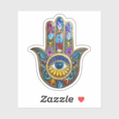 Kleurrijke Bloemblaadjes Bladeren Hamsa Saffier De Sticker (Vel)