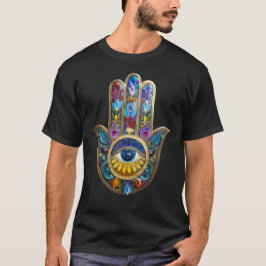 Kleurrijke Bloemblaadjes Bladeren Hamsa Saffier De T-shirt