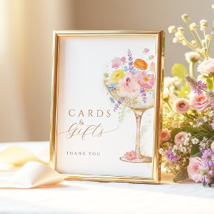 Kleurrijke Bloemblaadjes Prosecco Kaarten & Cadeau Poster
