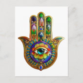 Kleurrijke bloemblaadjes turquoise derde oog hamsa briefkaart (Voorkant)