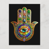 Kleurrijke bloemblaadjes turquoise derde oog hamsa briefkaart (Voorkant)