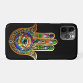 Kleurrijke bloemblaadjes turquoise derde oog hamsa Case-Mate iPhone case (Achterkant (horizontaal))
