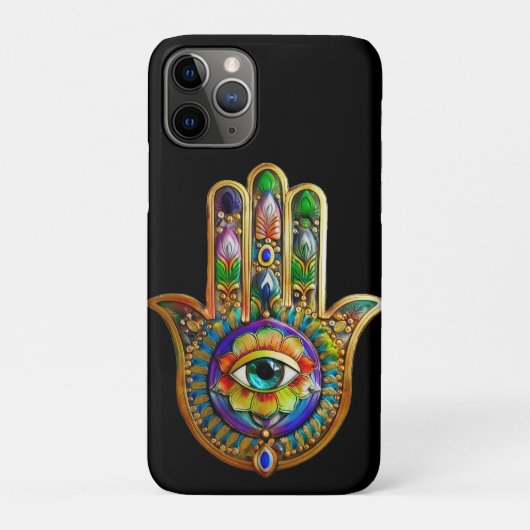 Kleurrijke bloemblaadjes turquoise derde oog hamsa Case-Mate iPhone case (Achterkant)