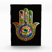 Kleurrijke bloemblaadjes turquoise derde oog hamsa fotoblokken (Voorkant)