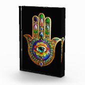 Kleurrijke bloemblaadjes turquoise derde oog hamsa fotoblokken (Rechts)