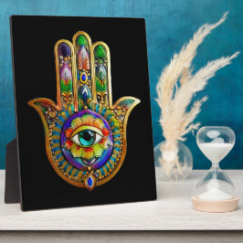 Kleurrijke bloemblaadjes turquoise derde oog hamsa fotoplaat