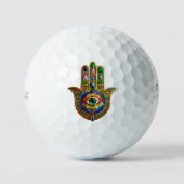 Kleurrijke bloemblaadjes turquoise derde oog hamsa golfballen (Voorkant)