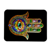 Kleurrijke bloemblaadjes turquoise derde oog hamsa magneet (Horizontaal)