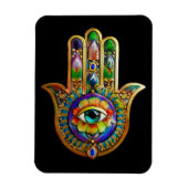 Kleurrijke bloemblaadjes turquoise derde oog hamsa magneet (Verticaal)