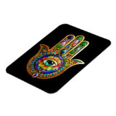 Kleurrijke bloemblaadjes turquoise derde oog hamsa magneet (Linkerzijde)