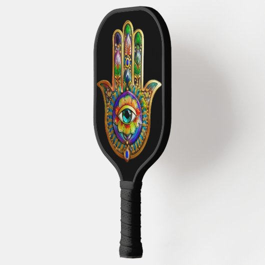 Kleurrijke bloemblaadjes turquoise derde oog hamsa pickleball paddle (Links)