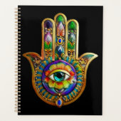 Kleurrijke bloemblaadjes turquoise derde oog hamsa planner (Voorkant)