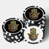 Kleurrijke bloemblaadjes turquoise derde oog hamsa poker chips (Opstapeling)