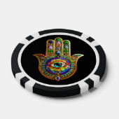 Kleurrijke bloemblaadjes turquoise derde oog hamsa poker chips (Enkel)