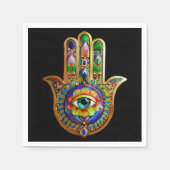 Kleurrijke bloemblaadjes turquoise derde oog hamsa servet (Voorkant)