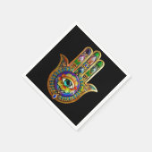 Kleurrijke bloemblaadjes turquoise derde oog hamsa servet (Hoek)