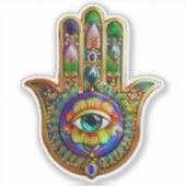 Kleurrijke bloemblaadjes turquoise derde oog hamsa sticker (Voorkant)