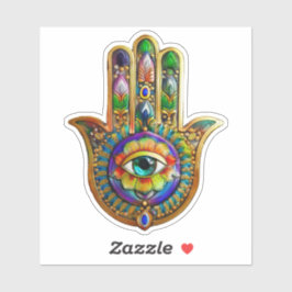 Kleurrijke bloemblaadjes turquoise derde oog hamsa sticker
