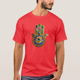 Kleurrijke bloemblaadjes turquoise derde oog hamsa t-shirt
