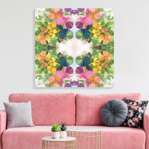 Kleurrijke Bloemblaadjes Watercolor Patroon Schild Canvas Afdruk