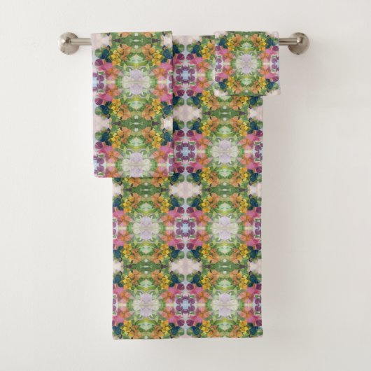 Kleurrijke bloemblaadjes Waterverf Patroon Schilde Bad Handdoek (Insitu)