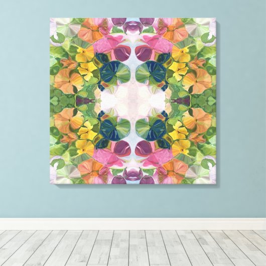 Kleurrijke bloemblaadjes Waterverf Patroon Schilde Canvas Afdruk (Insitu (Houten vloer))