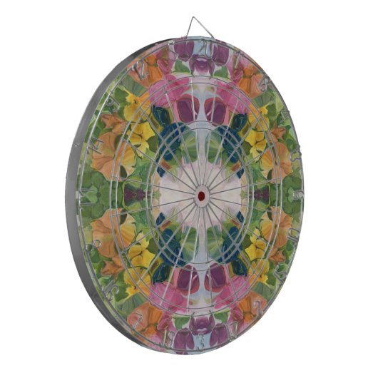 Kleurrijke bloemblaadjes Waterverf Patroon Schilde Dartbord (Voorkant Links)