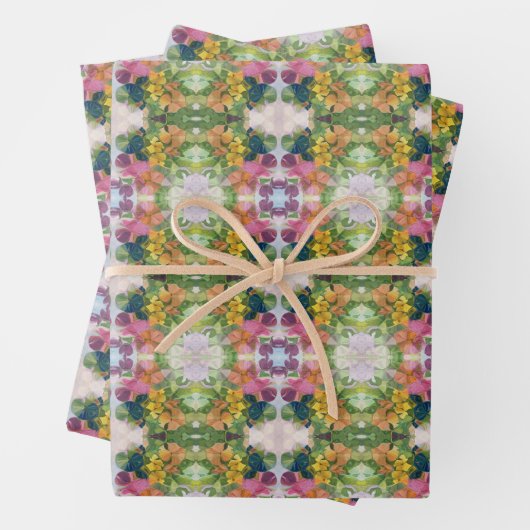 Kleurrijke bloemblaadjes Waterverf Patroon Schilde Inpakpapier Vel (In situ)