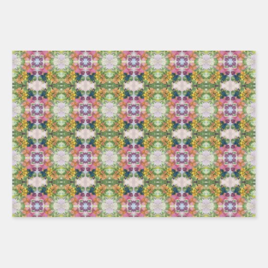 Kleurrijke bloemblaadjes Waterverf Patroon Schilde Inpakpapier Vel (Voorkant)