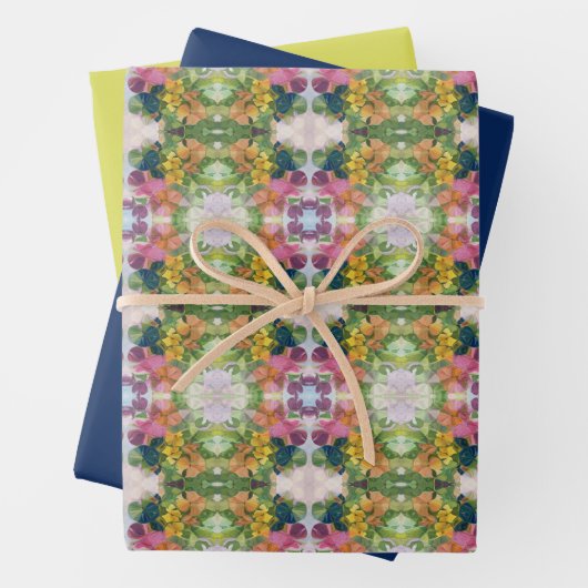 Kleurrijke bloemblaadjes Waterverf Patroon Schilde Inpakpapier Vel (In situ)