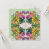 Kleurrijke bloemblaadjes Waterverf Patroon Schilde Kaart (Voorkant / Achterkant in situ)