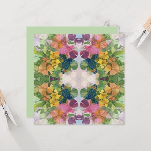 Kleurrijke bloemblaadjes Waterverf Patroon Schilde Kaart (Voorkant / Achterkant in situ)
