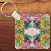 Kleurrijke bloemblaadjes Waterverf Patroon Schilde Sleutelhanger (Voorkant)