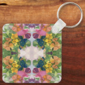 Kleurrijke bloemblaadjes Waterverf Patroon Schilde Sleutelhanger (Achterkant)