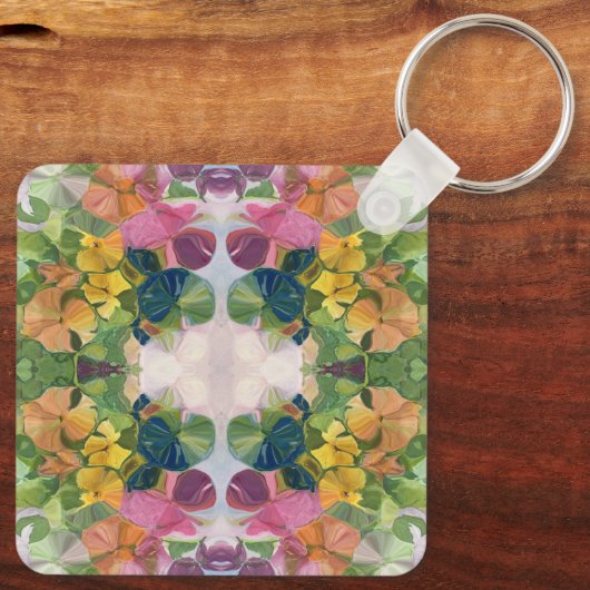 Kleurrijke bloemblaadjes Waterverf Patroon Schilde Sleutelhanger (Achterkant)