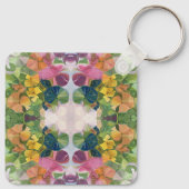 Kleurrijke bloemblaadjes Waterverf Patroon Schilde Sleutelhanger (Achterkant)